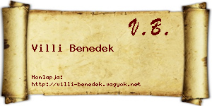Villi Benedek névjegykártya